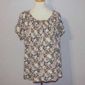 Madison 2X Short Sleeve Shirt Top Smocked Neck